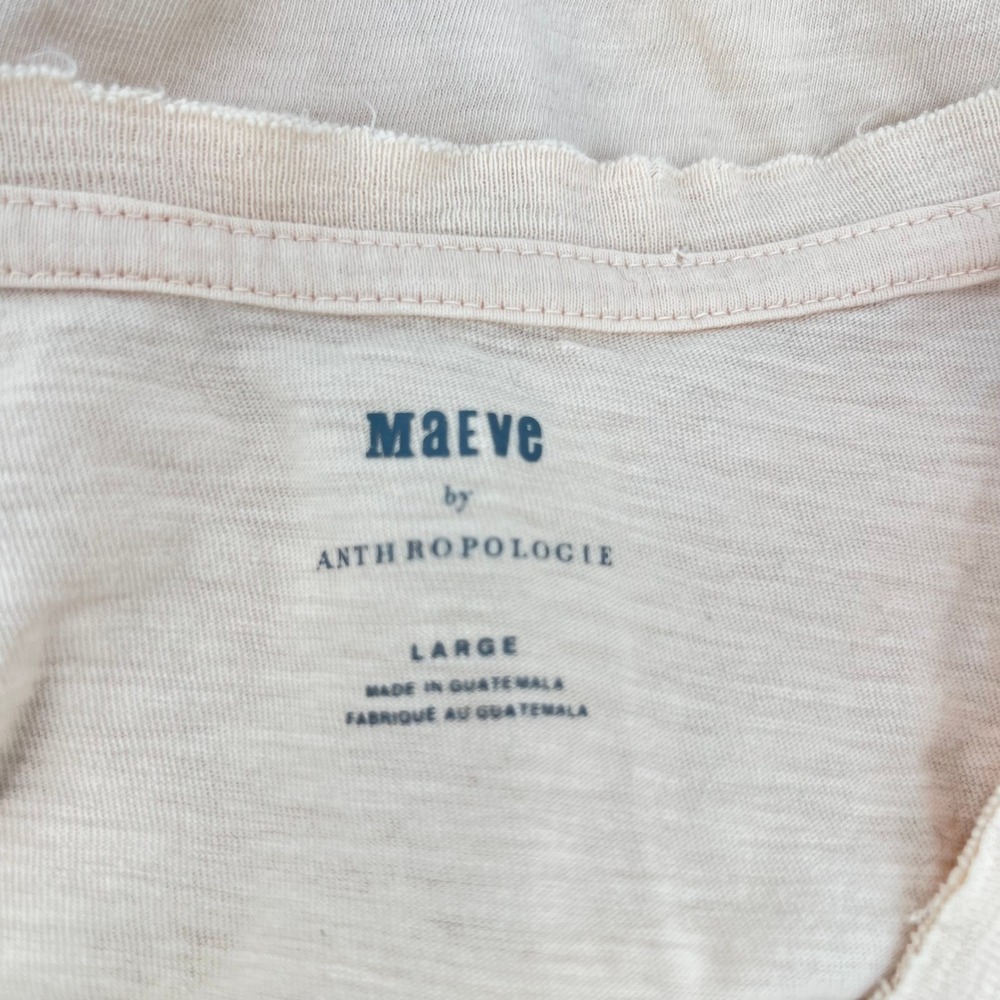 Maeve by Anthropologie Large Peach Strawberry Graphic Tee Raw Hem - Picture 3 of 10